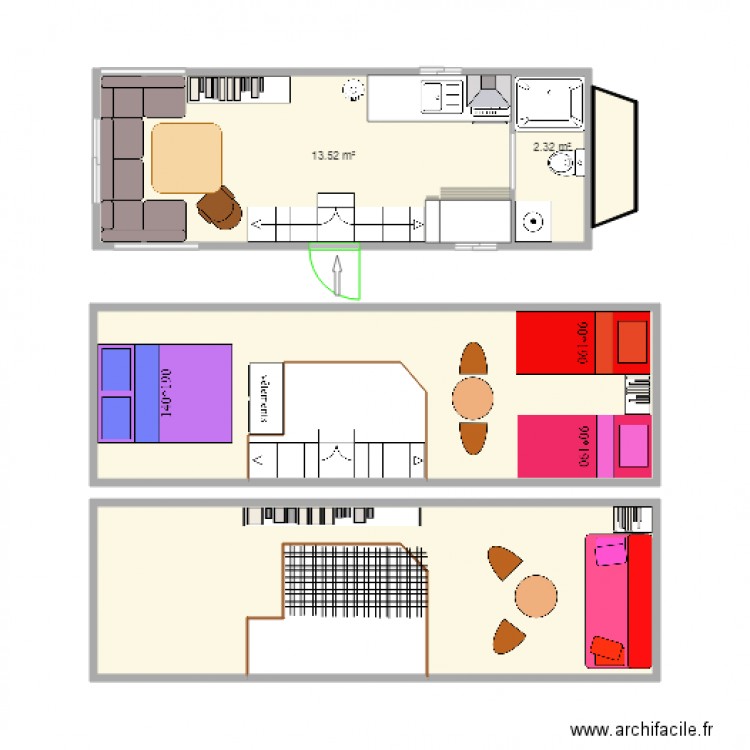 Tiny House remorque 7m. Plan de 0 pièce et 0 m2