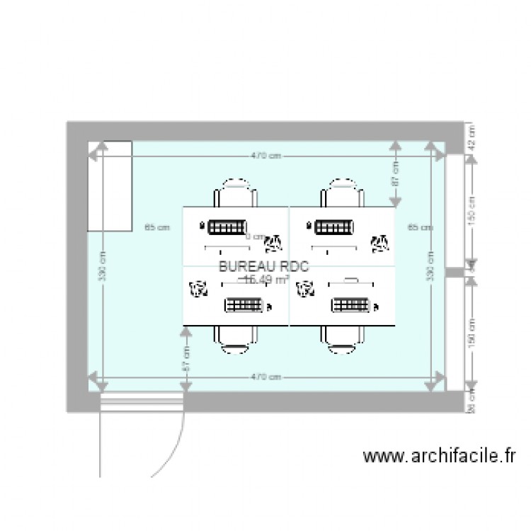 BUREAU RDC AVEC BUREAU 140X80 . Plan de 0 pièce et 0 m2