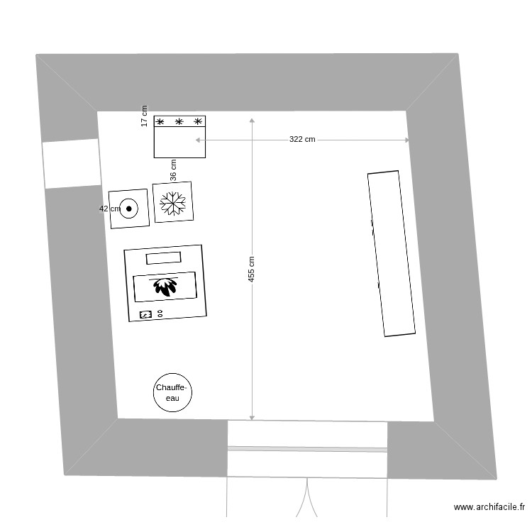 douche_garage. Plan de 1 pièce et 22 m2