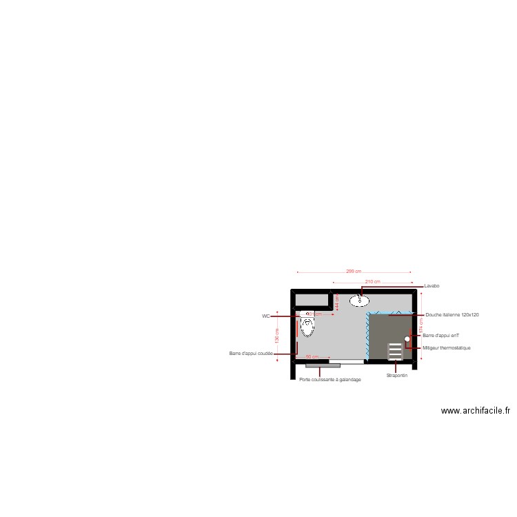 plan projeté dossier 5069. Plan de 3 pièces et 5 m2