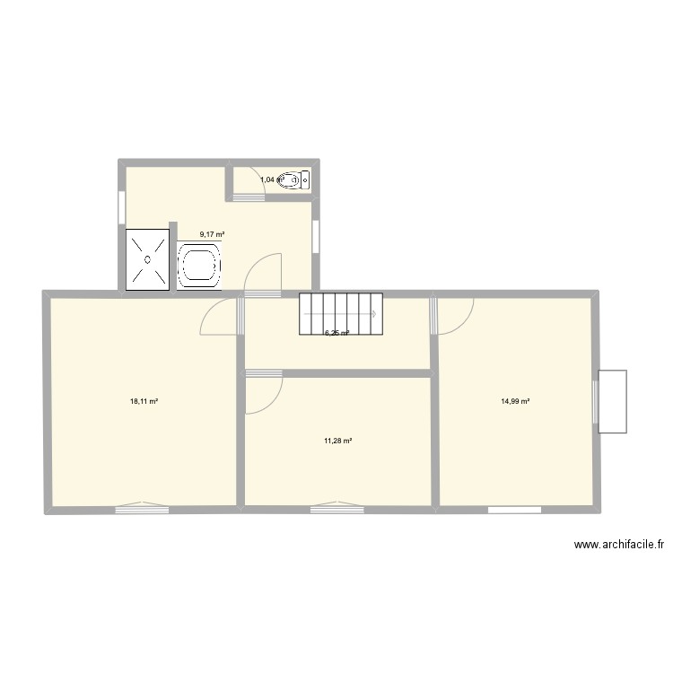 BC 1er. Plan de 6 pièces et 61 m2