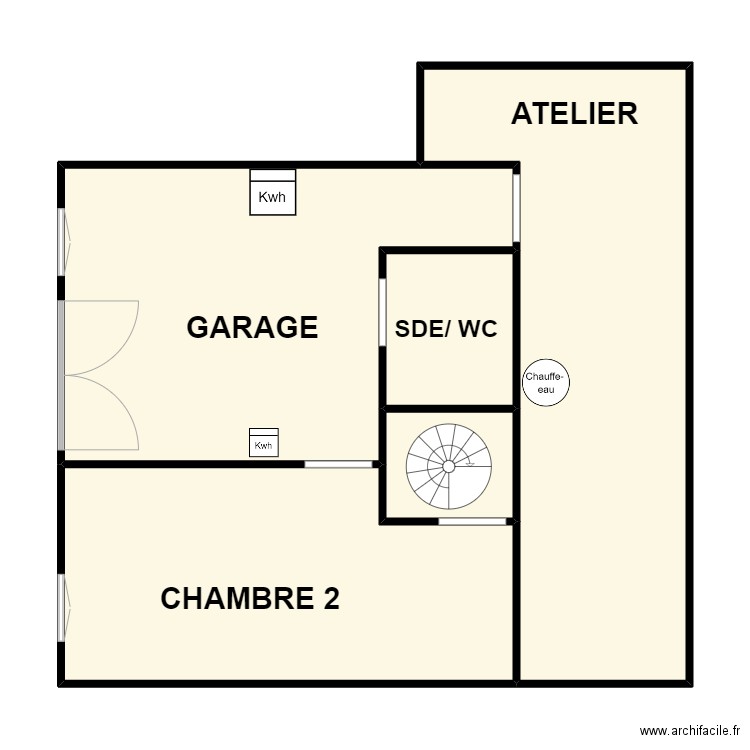 COURCELLE RB. Plan de 5 pièces et 91 m2