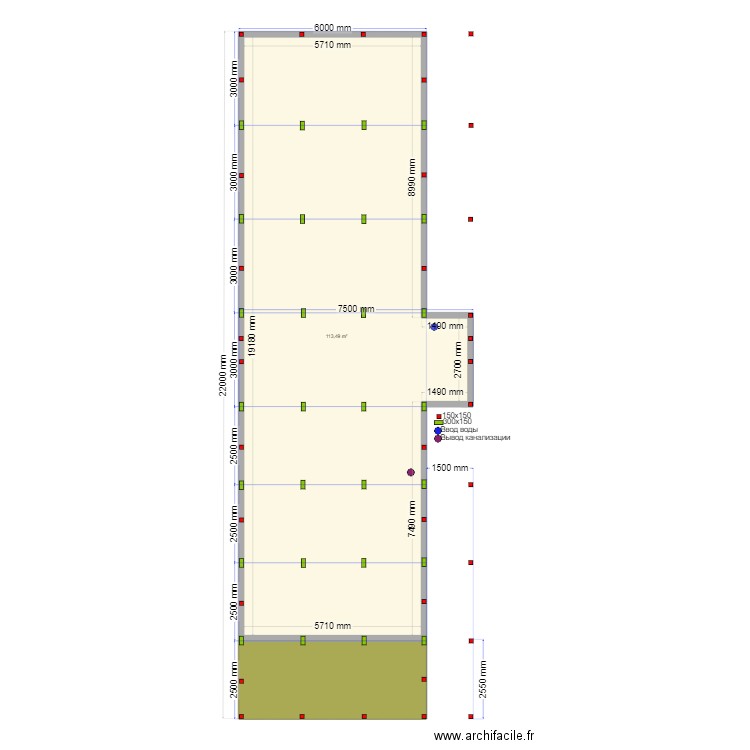 Грызлово дл 22 Сваи. Plan de 18 pièces et 270 m2