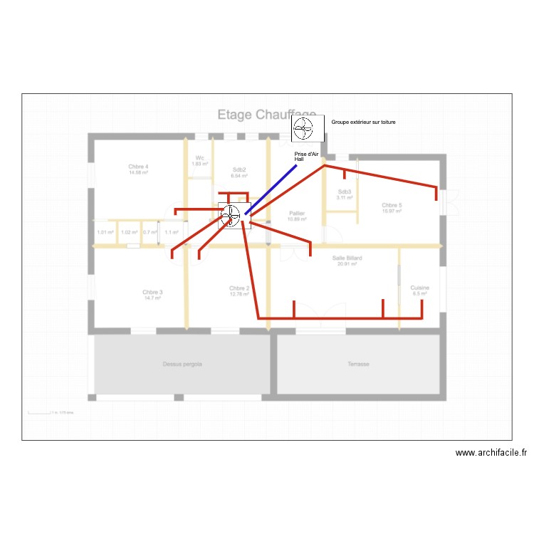 Chauffage etage. Plan de 0 pièce et 0 m2