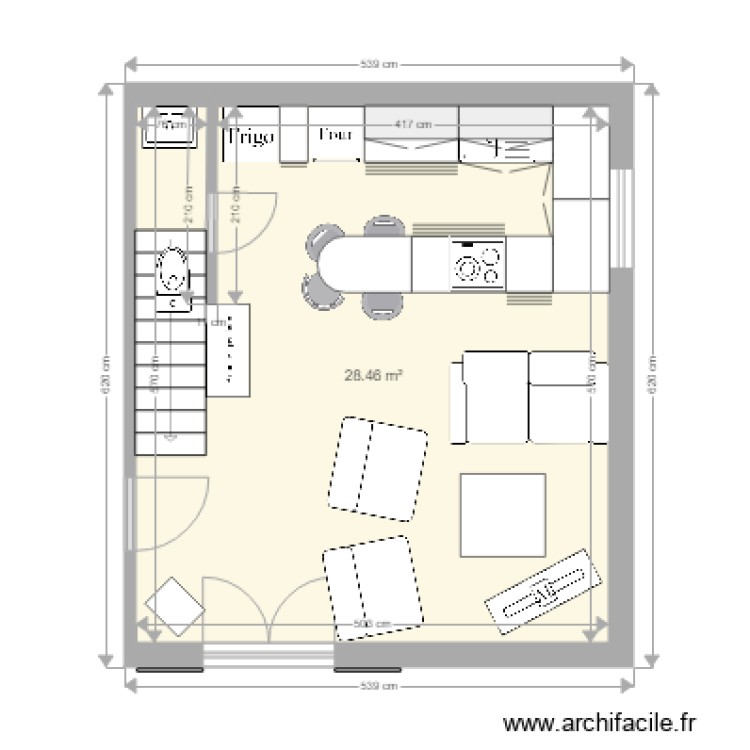 Cuisine Porti. Plan de 0 pièce et 0 m2