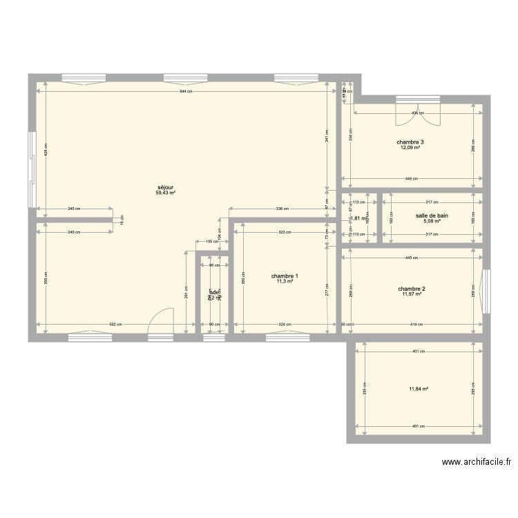 BR15. Plan de 8 pièces et 116 m2