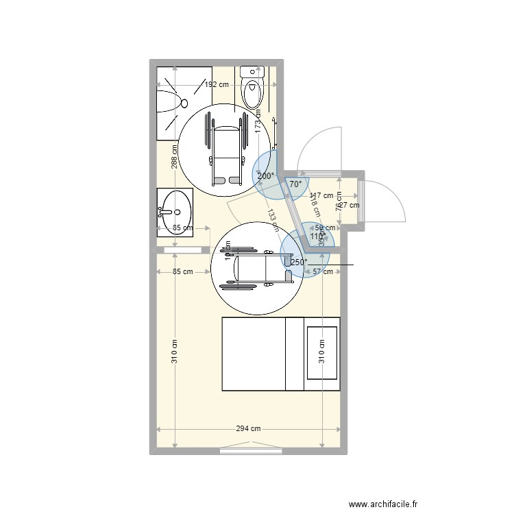 haljac. Plan de 2 pièces et 16 m2