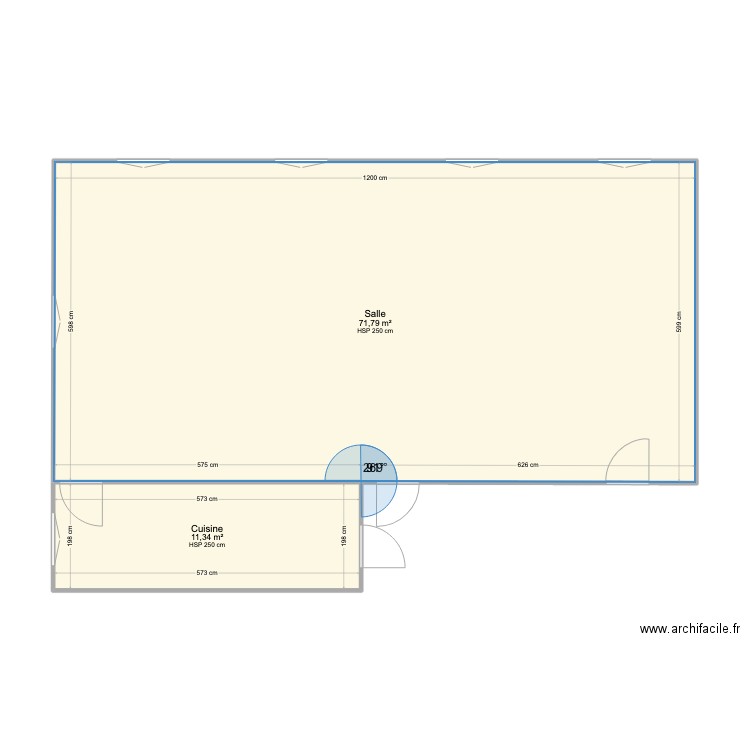 plan de salle. Plan de 2 pièces et 83 m2