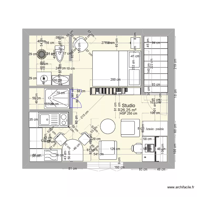 Studio sous combles. Plan de Studio sous combles. Plan de