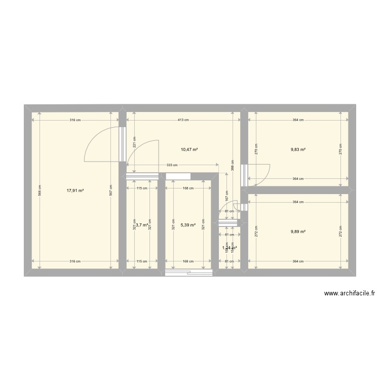 Étage plou . Plan de 7 pièces et 58 m2