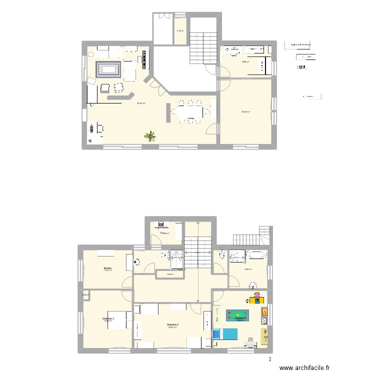 maison la Baffe. Plan de 13 pièces et 203 m2