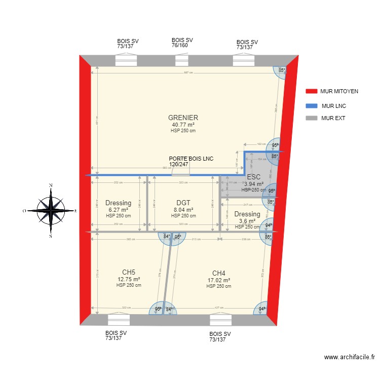 CORSINI. Plan de 18 pièces et 314 m2