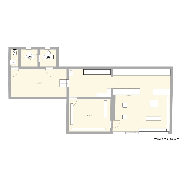 plan carrément fleur. Plan de 5 pièces et 90 m2