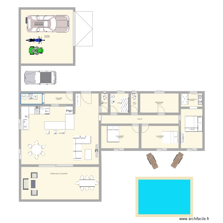 plan 2. Plan de 14 pièces et 208 m2