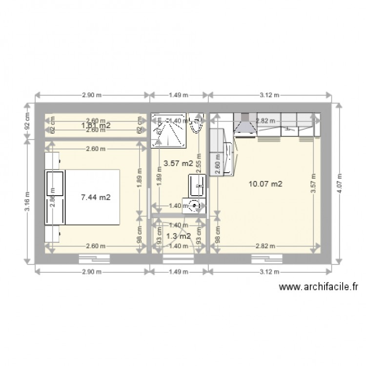 Studio 25m2 2. Plan de 0 pièce et 0 m2
