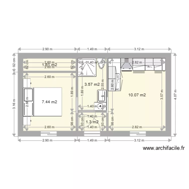 Studio 25m2 2. Plan de Studio 25m2 2. Plan de