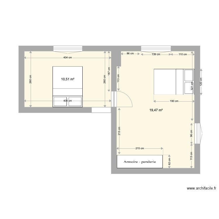 ferme ludo Chambre . Plan de 2 pièces et 30 m2