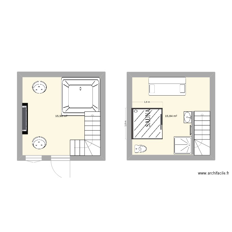la laiterie. Plan de 2 pièces et 32 m2