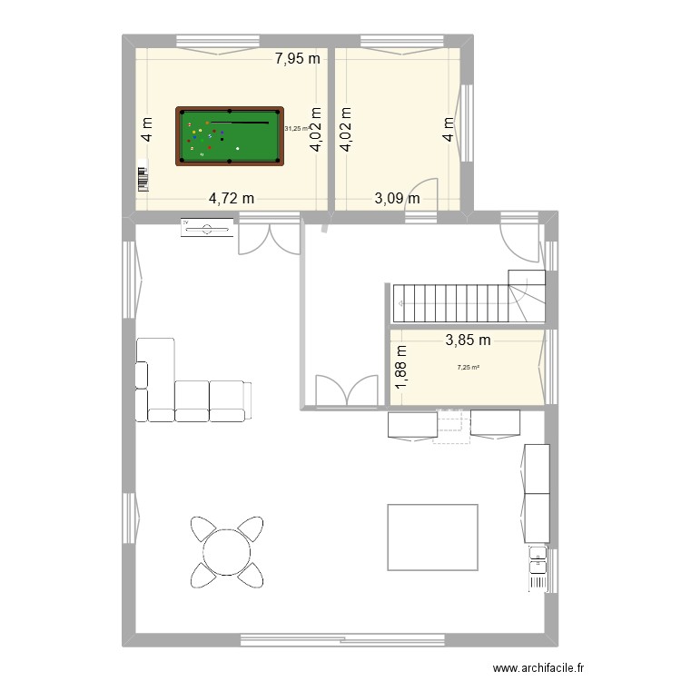 rès do chao 1. Plan de 2 pièces et 38 m2