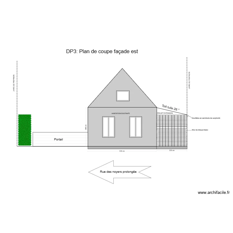 DP3 : Plan de coupe face est. Plan de 