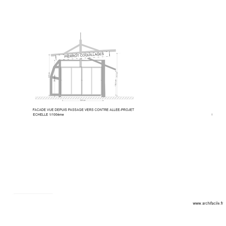 FACADE VUE DEPUIS PASSAGE VERS CONTRE ALLEE PROJET. Plan de 0 pièce et 0 m2