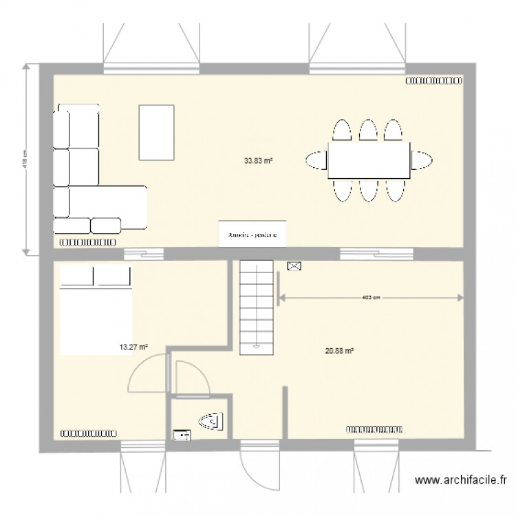 grosbli rdc modifié cuisine et salon. Plan de 0 pièce et 0 m2