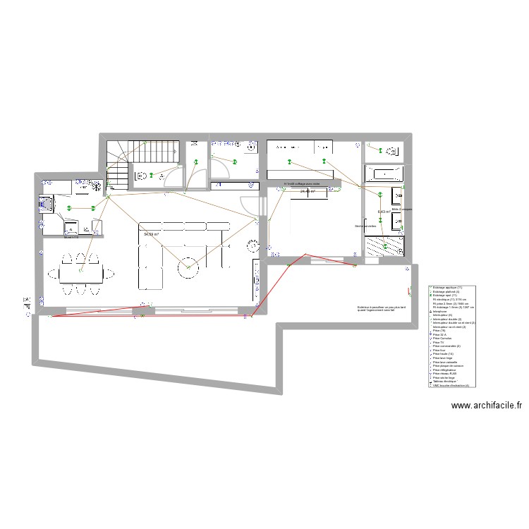 Bandol RDC. Plan de 3 pièces et 85 m2