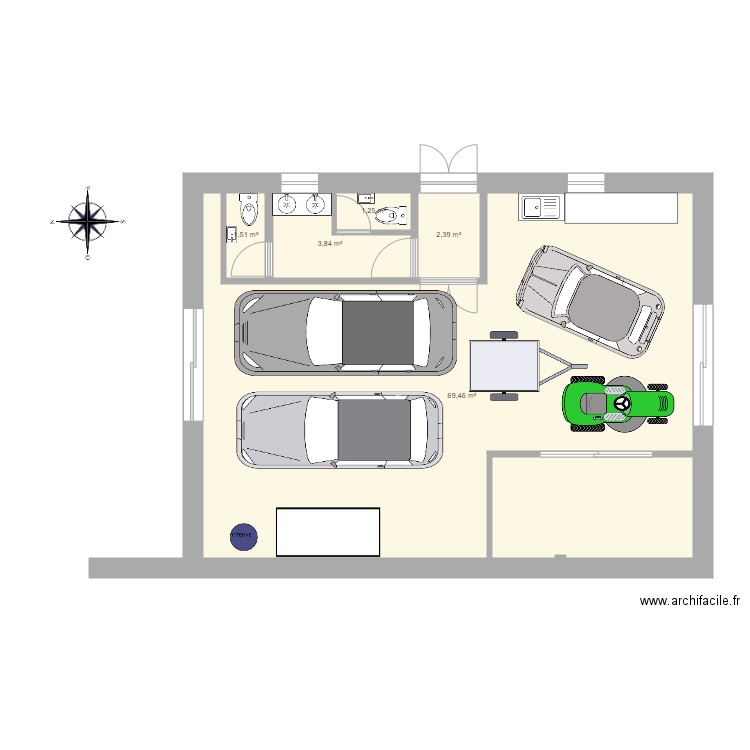 garage version 2WC . Plan de 0 pièce et 0 m2