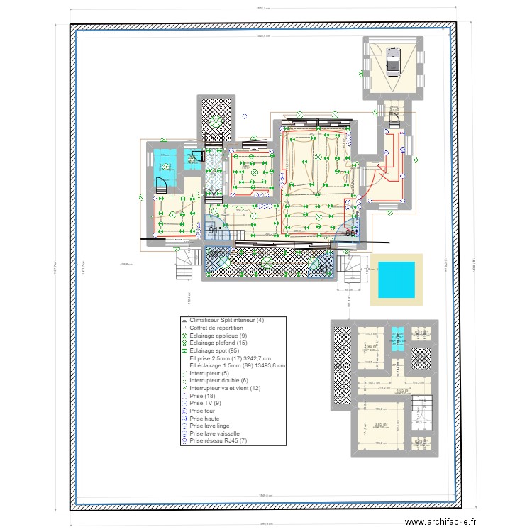 plan electricte  198. Plan de 20 pièces et 362 m2