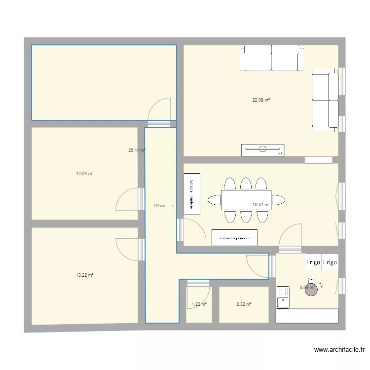 Appart parents Tom. Plan de 