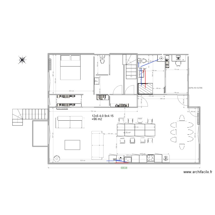 APRES rdc maison Thomery sdd côté buro. Plan de 0 pièce et 0 m2