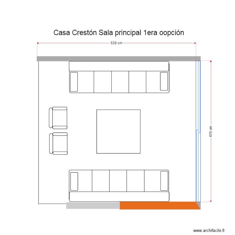 Casa Crestón Sala principal opción 1 muebles existentes. Plan de 0 pièce et 0 m2