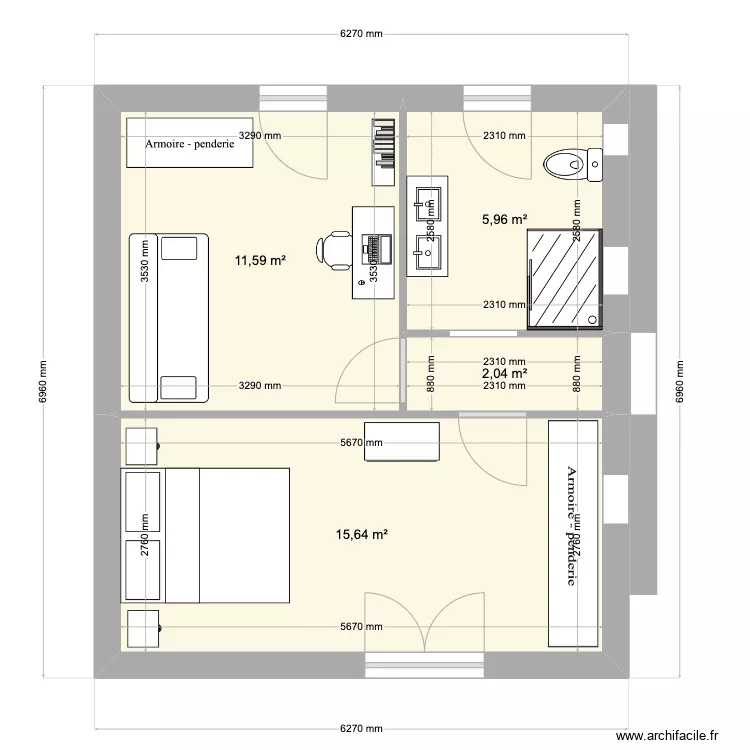 extension mimizan meubl&eacute;. Plan de 