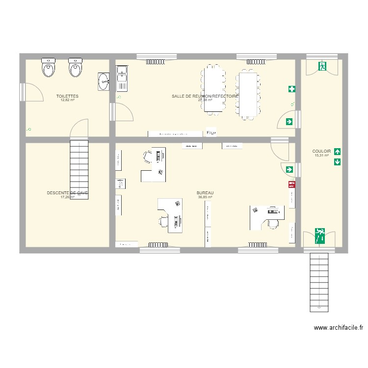 BUREAU ALE QUEVY. Plan de 5 pièces et 110 m2