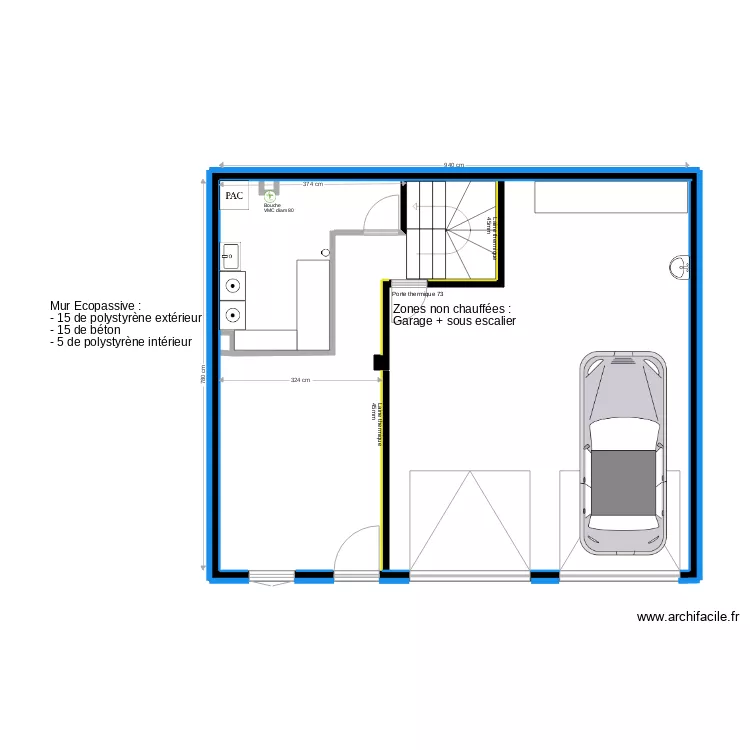 Champs Courbes sous sol. Plan de 