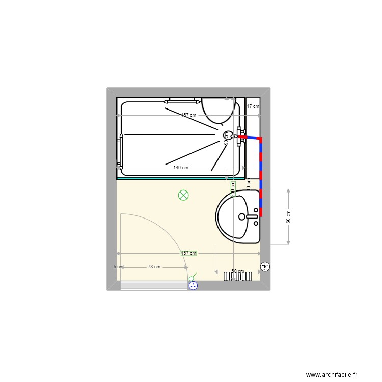 PERRIN Rénové. Plan de 1 pièce et 3 m2