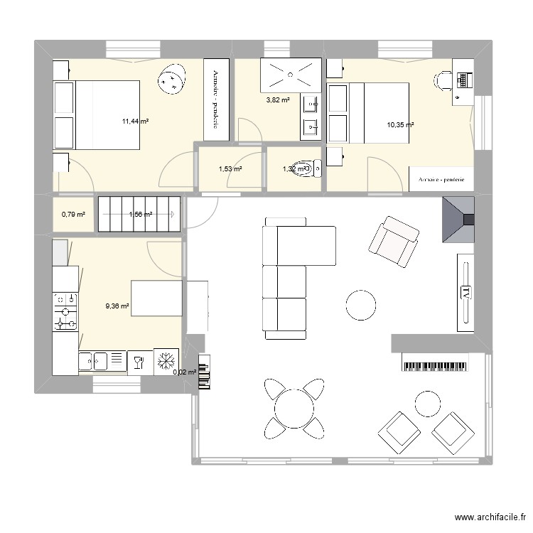 thomas. Plan de 9 pièces et 40 m2