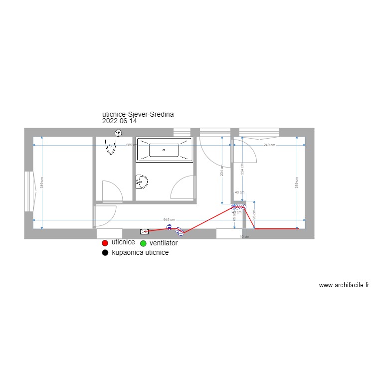 plan-Uticnice-Sjever-Sredina-2022-07-28. Plan de 1 pièce et 30 m2