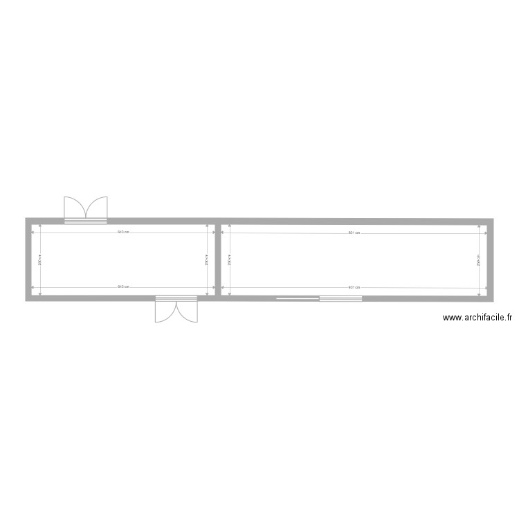 Local actuel PARLY 2. Plan de 2 pièces et 39 m2