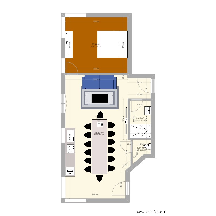 APPARTEMENT ETAGE PREGO. Plan de 4 pièces et 56 m2