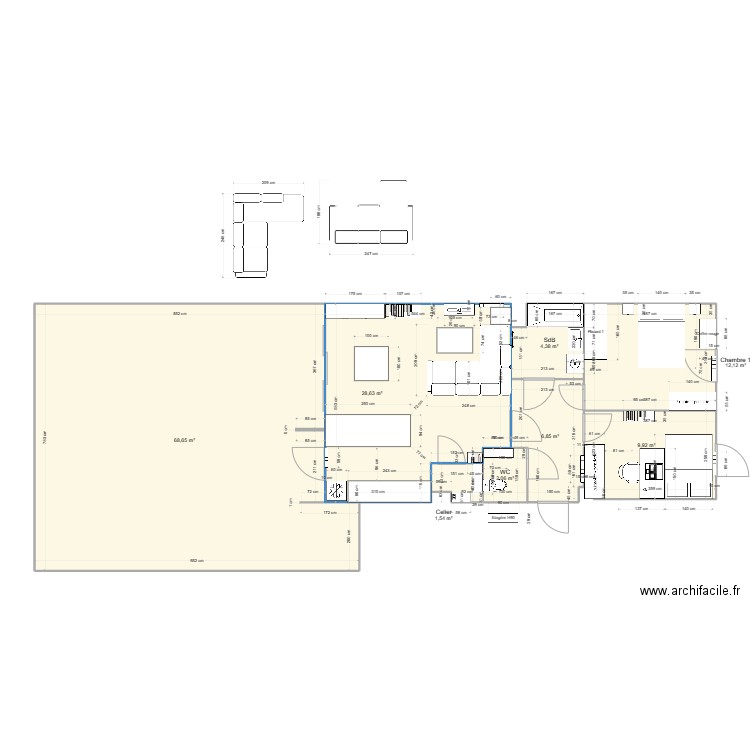 Cestas V2. Plan de 8 pièces et 134 m2