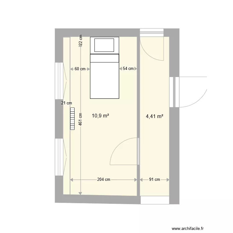 CHAMBRE COULOIR. Plan de 