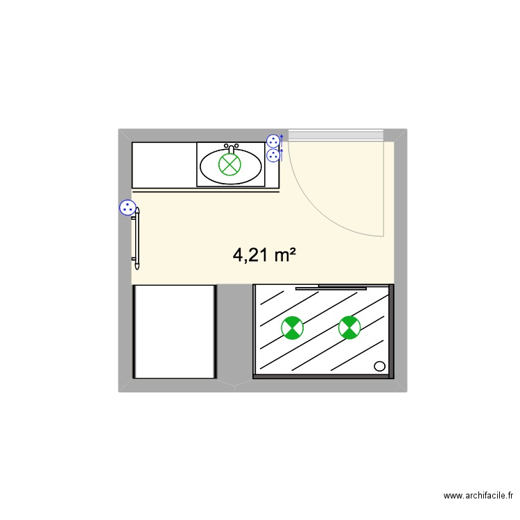 M&A SDB Etage. Plan de 1 pièce et 4 m2