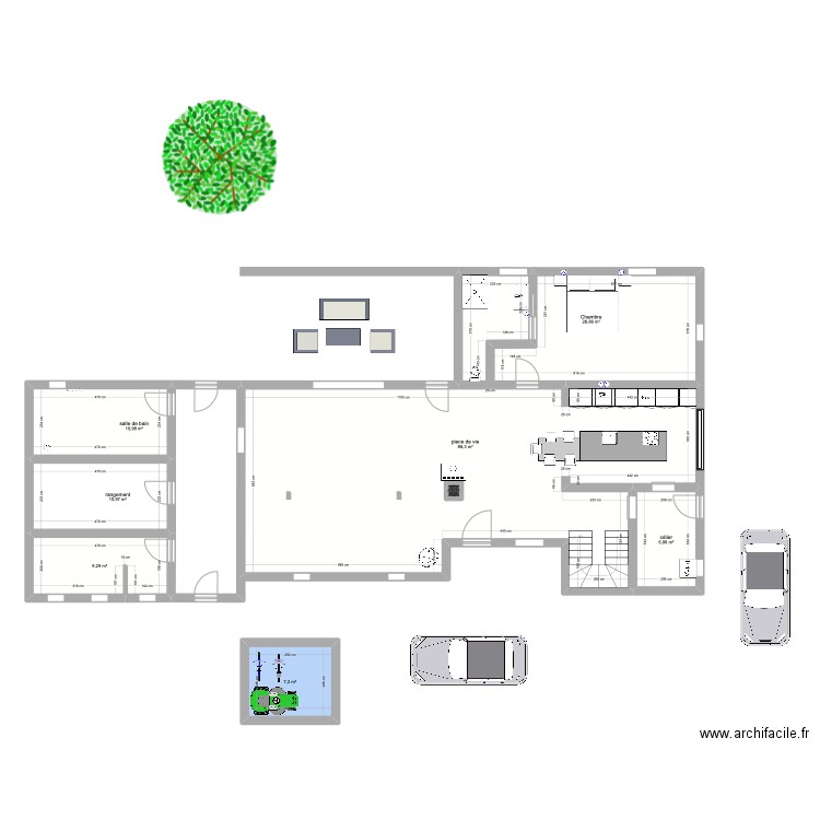 chambre 2. Plan de 8 pièces et 163 m2