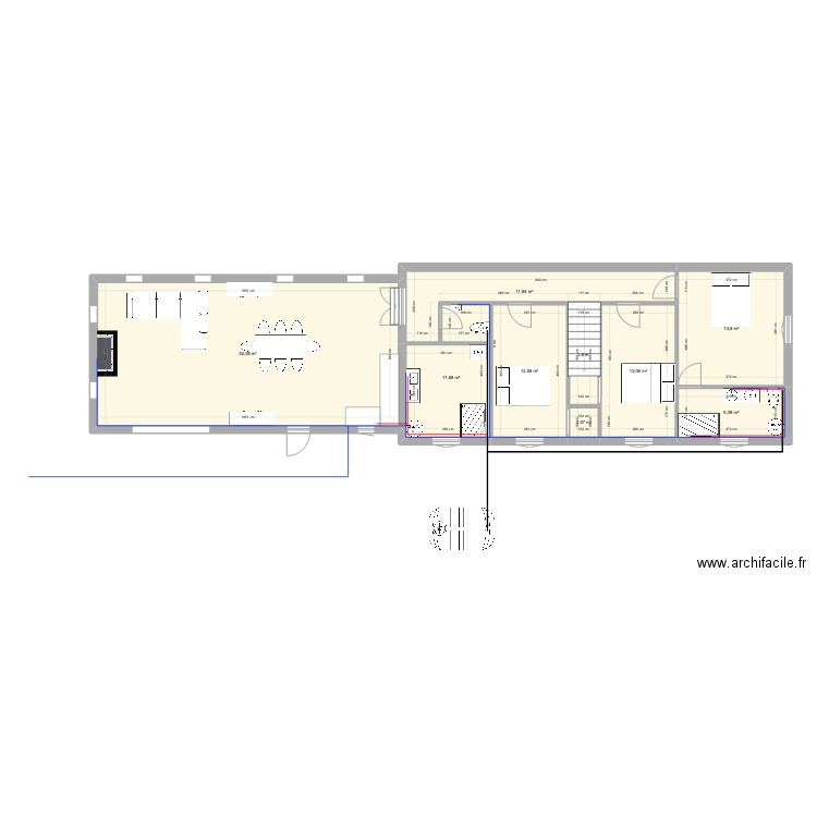 lalinde RDC /2. Plan de 9 pièces et 126 m2