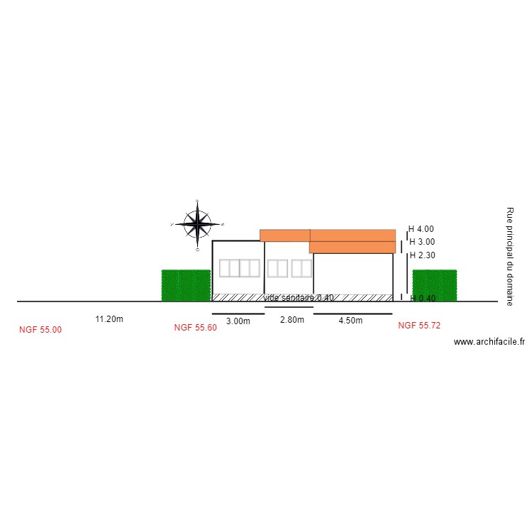 Plan facade OUEST                                       chalet 48. Plan de 0 pièce et 0 m2