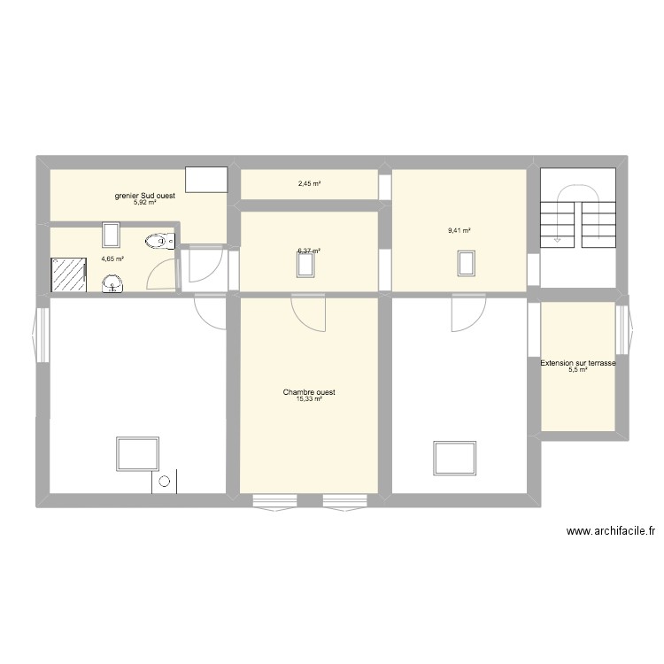 étage modifié. Plan de 0 pièce et 0 m2