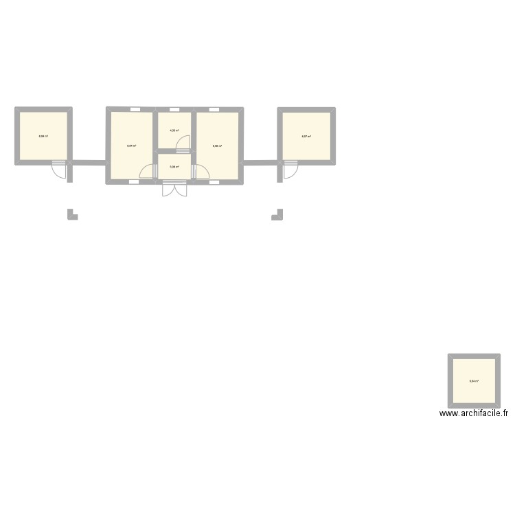 Projet Ntoula 1. Plan de 7 pièces et 50 m2