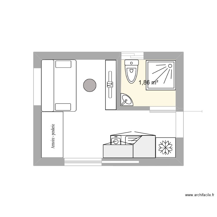 MODULE MICHEL DE 4X3=12 M2... Plan de 1 pièce et 2 m2