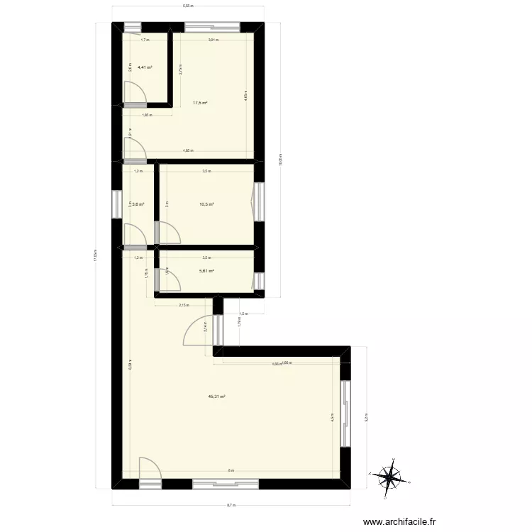 Casa X. Plan de 6  et 87 m²